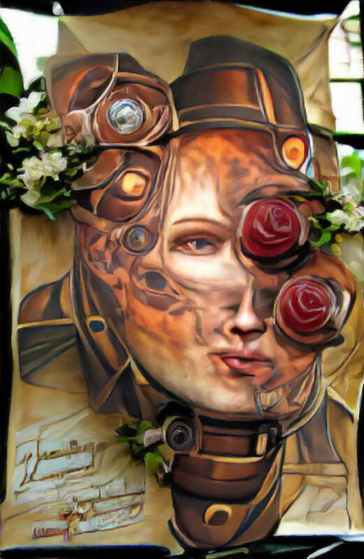 Steampunk Woman Poster featuring the mixed media Steampunk Woman by Ann Leech