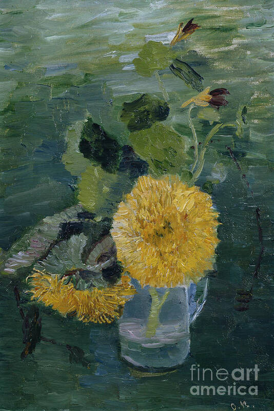 Oda Krohg Poster featuring the painting Sunflowers by O Vaering by Oda Krohg