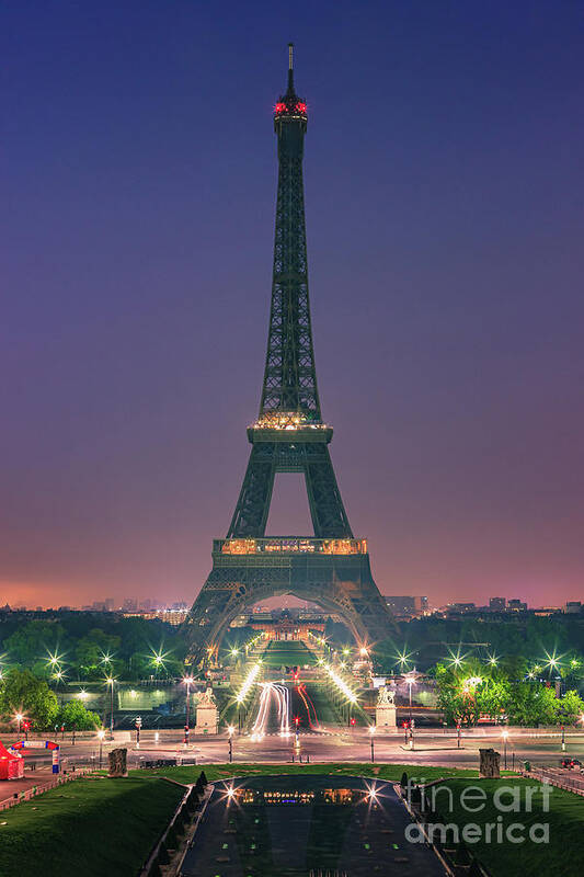Europe Poster featuring the photograph Sunrise in Paris with the Eiffeltower by Henk Meijer Photography