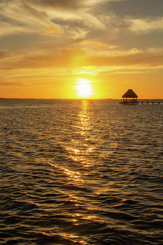 Ambergris Poster featuring the photograph Sunset in Belize by Cindy Robinson