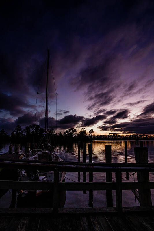 Sunset Poster featuring the photograph Sunset With Boat by Ada Weyland