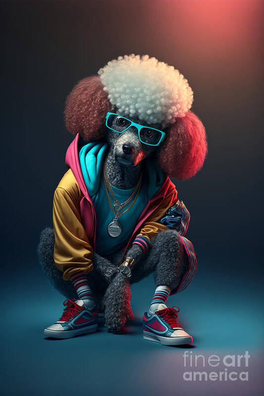Sup Dawgg Poster featuring the mixed media Sup Dawgg Poodle by Jay Schankman