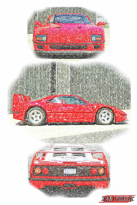 Ferrari Poster featuring the drawing Supercar Sketch by Darrell Foster