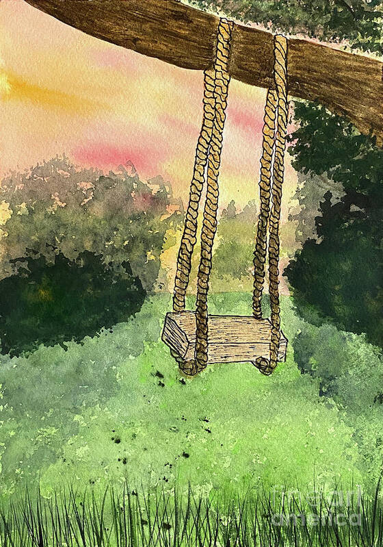 Swing Poster featuring the mixed media Swing by Lisa Neuman