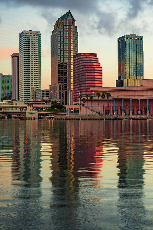 Tampa Bay Skyline Poster featuring the photograph Tampa Bay Skyline Reflections and Cityscape by Gregory Ballos