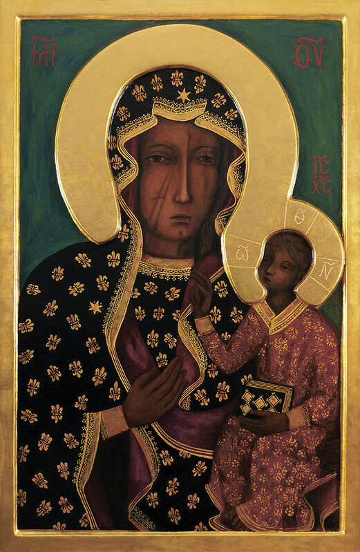 Russian Icon Poster featuring the painting The Black Madonna by Byzantine-Russian Icon