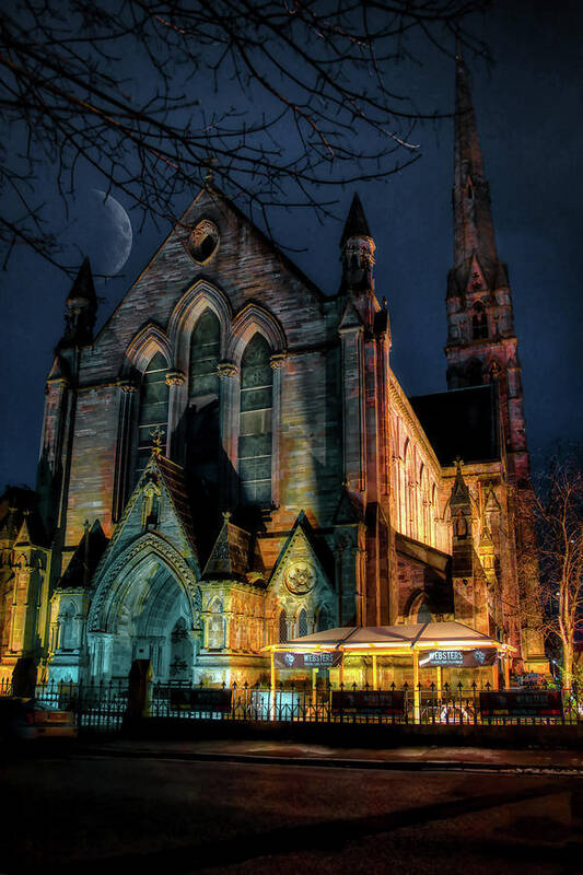 Night Photography Poster featuring the photograph The Church that became a playhouse by Micah Offman