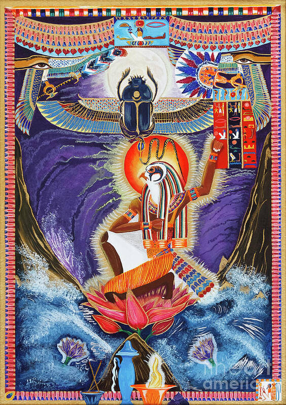 Ra Poster featuring the mixed media The Father Ra by Ptahmassu Nofra-Uaa