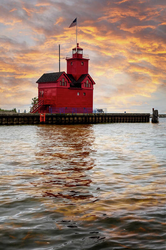 Lighthouse Poster featuring the photograph The Holland Harbor Lighthouse by Debra and Dave Vanderlaan