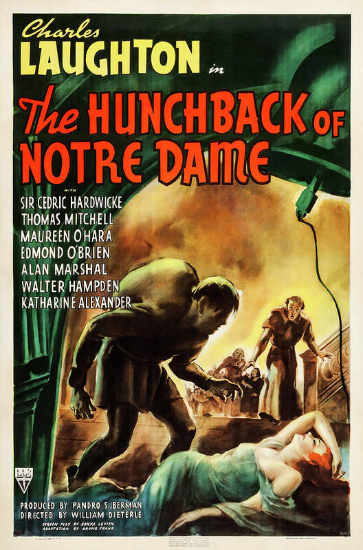Hunchback Poster featuring the mixed media ''The Hunchback of Notre Dame'' movie poster, 1939 by Movie World Posters