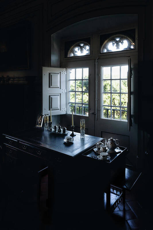 In The Dark Poster featuring the photograph The Queen's writing desk by Micah Offman