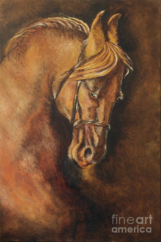 Horse Painting Poster featuring the painting The Racer - Horse by Remy Francis