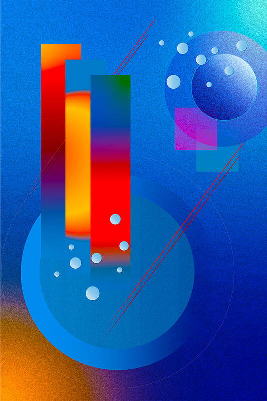 Abstract Poster featuring the digital art Three Rectangles by Chuck Mountain