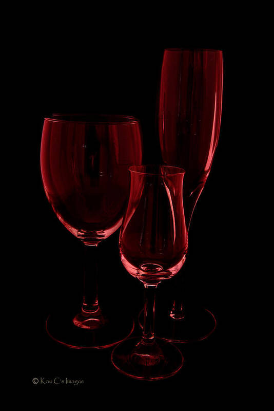 Monochrome Poster featuring the photograph Three Wine Glasses by Kae Cheatham