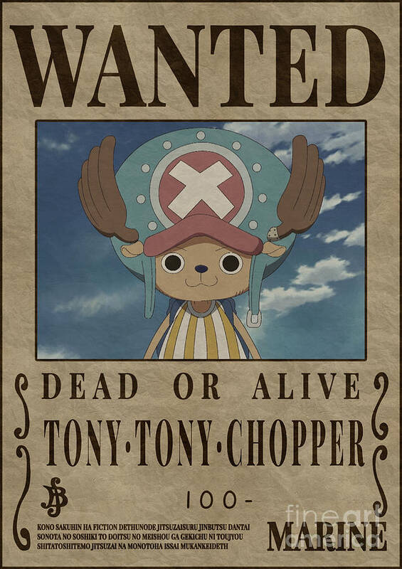 Tony Tony Chopper One Piece Wanted Poster Wood Print