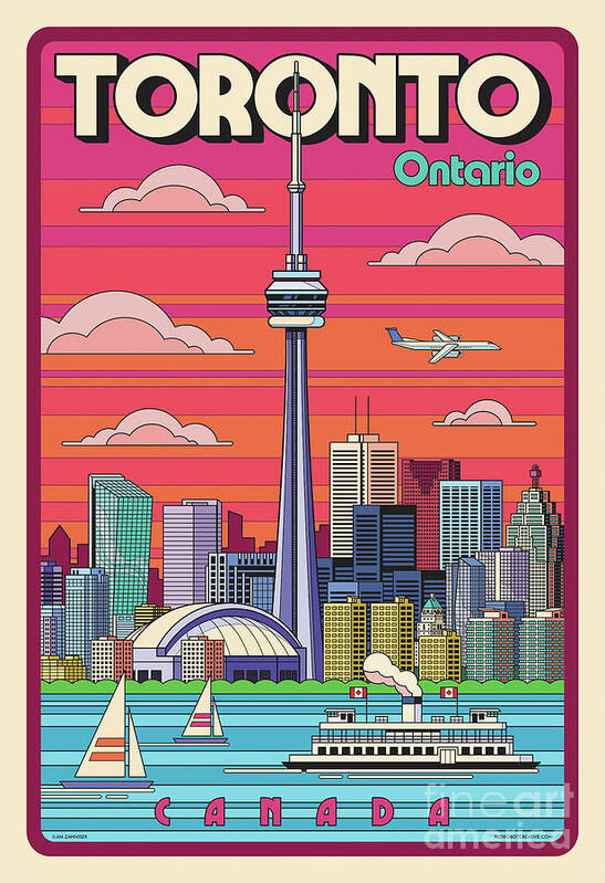 Travel Poster Poster featuring the digital art Toronto Pop Art Poster by Jim Zahniser