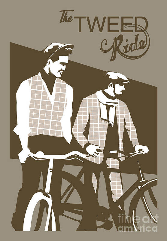 Tweed Ride Poster featuring the painting Tweed Ride Retro Cycling by Sassan Filsoof
