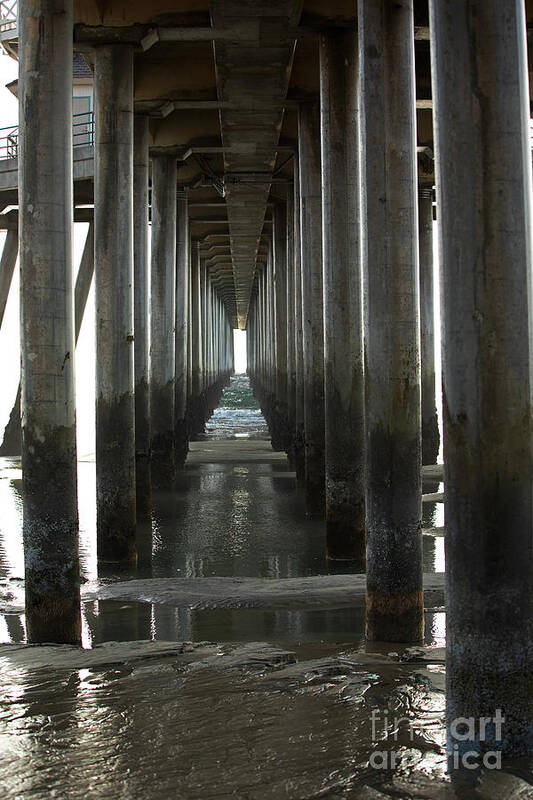 Huntington Beach Poster featuring the photograph Under the Pier by James Moore