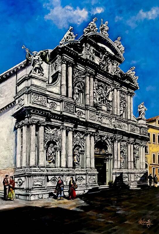 Venice Poster featuring the painting Venice architecture by Raouf Oderuth