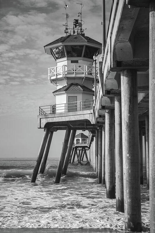 Huntington Beach Poster featuring the photograph Vertical view of Huntington Beach Pier by Cliff Wassmann