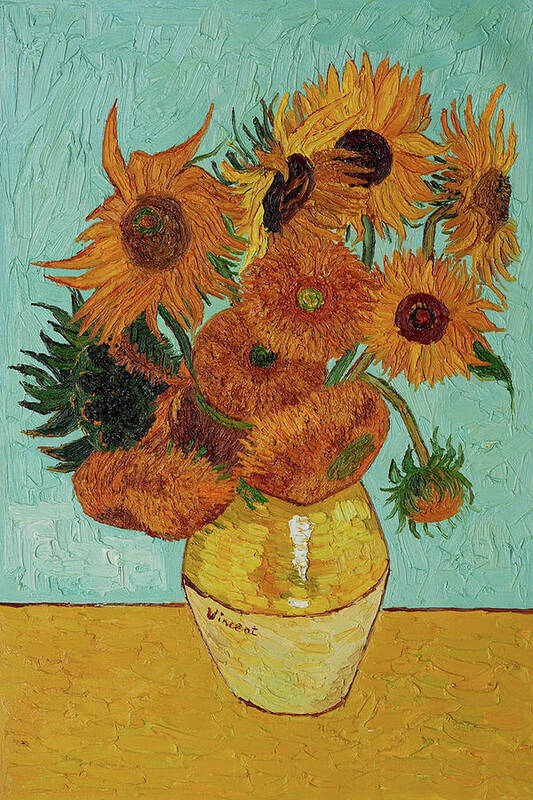 Vincent Van Gogh Poster featuring the painting Vincent Van Gogh Sunflowers Sun Flowers by Tony Rubino