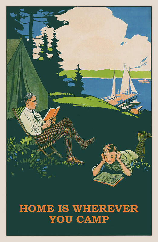 Vintage Poster featuring the drawing Vintage Camping Poster by Travel Poster