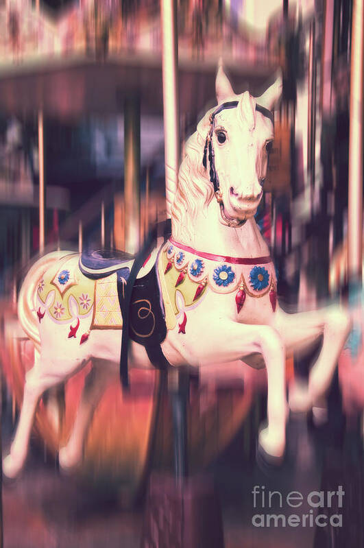 Carousel Poster featuring the photograph Vintage carousel horse by Delphimages Photo Creations