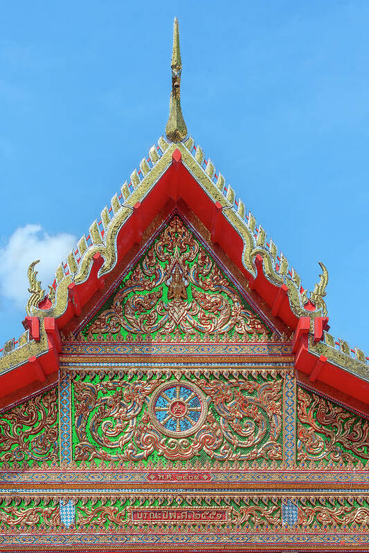 Scenic Poster featuring the photograph Wat Kunnathi Ruttharam Hall Gable DTHB2221 by Gerry Gantt