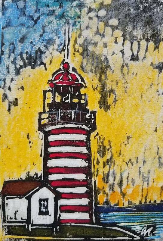 Lighthouse Poster featuring the painting West Quoddy Head Lighthouse by Sherry Ashby