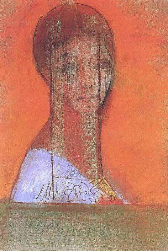 Woman Poster featuring the painting Woman with veil by Odilon Redon