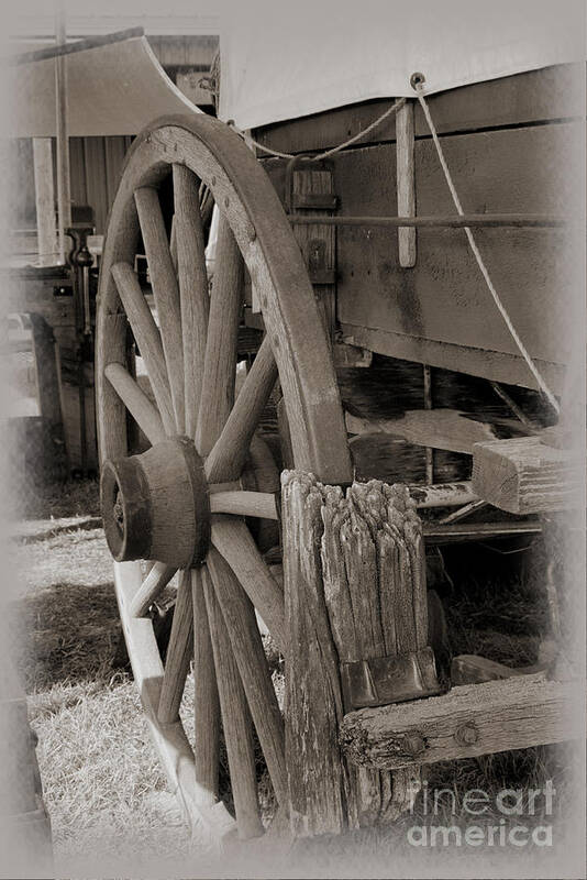 Wagon Wheel Poster featuring the photograph Wooden Wheel and Brake by Kae Cheatham