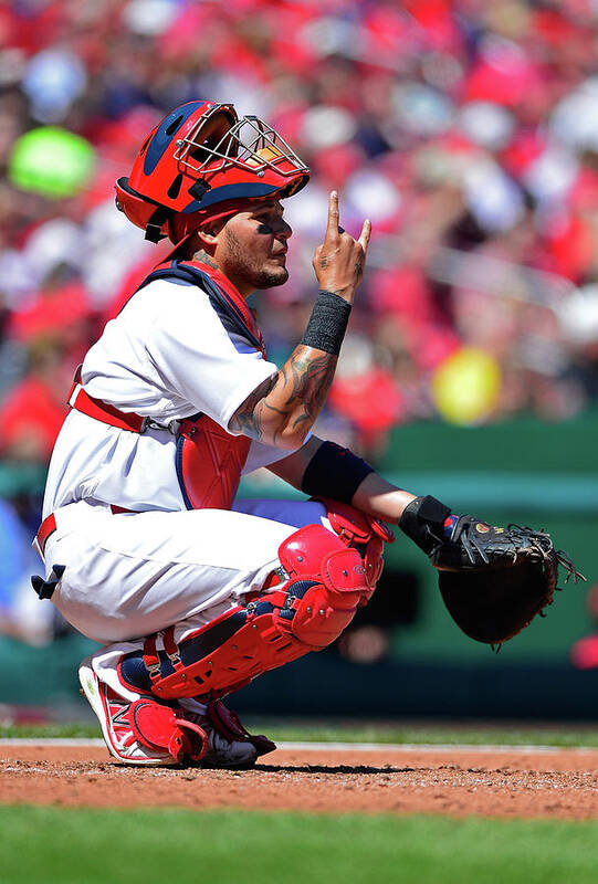 St. Louis Cardinals Poster featuring the photograph Yadier Molina by Jeff Curry
