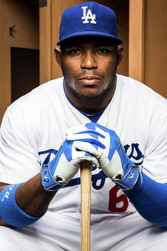 Media Day Poster featuring the photograph Yasiel Puig by Rob Tringali