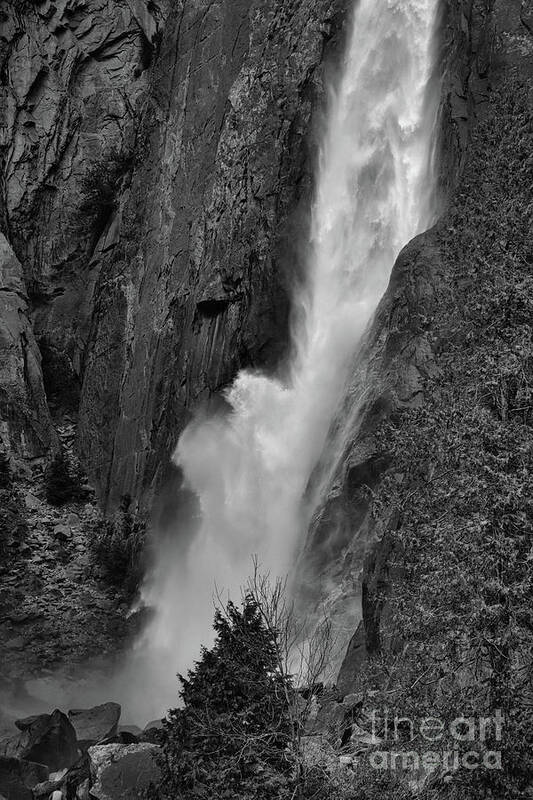 Yosemite Poster featuring the photograph Yosemite Falls BW by Chuck Kuhn