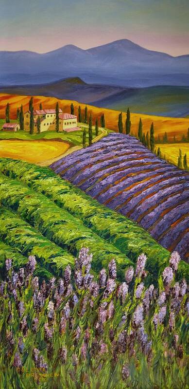 Italy Poster featuring the painting Italian Lavender Evening by Celeste Drewien