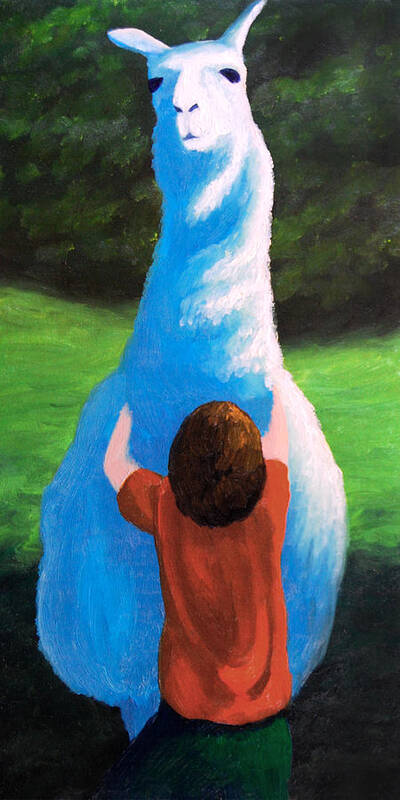 Llama Poster featuring the painting Llama Hug by Tim Murphy
