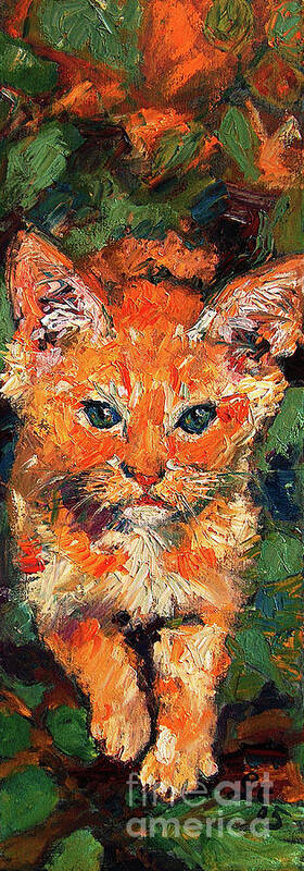 Cats Poster featuring the painting Kitten Orange Tabby Impressionist Oil Painting by Ginette Callaway