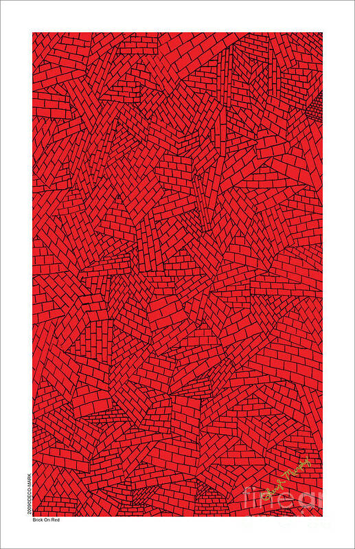 Urban Poster featuring the digital art 048 Brick On Red Reverse by Cheryl Turner