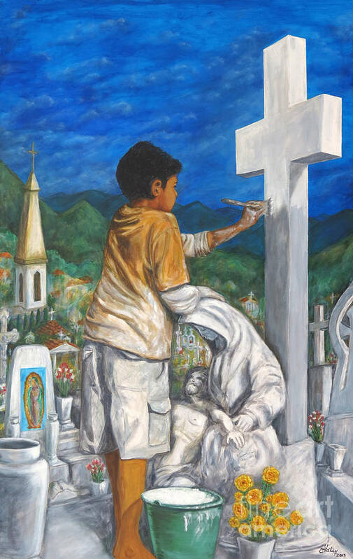 Mexico Poster featuring the painting Preparacion para el Dia de los Muertos by Pat Haley