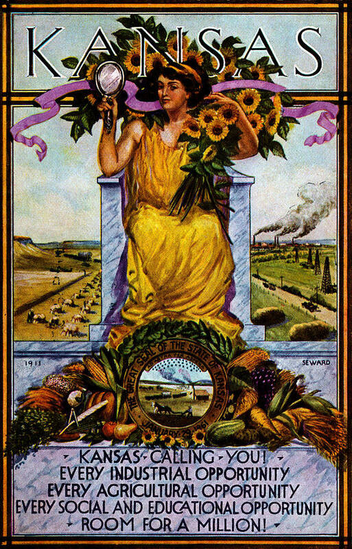Kansas Poster featuring the painting 1911 Kansas Poster by Historic Image