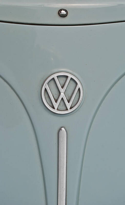Volkswagen Poster featuring the photograph 1965 Volkswagen Beetle Hood Emblem by Jani Freimann