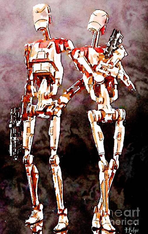 Battle Poster featuring the painting Battle Droids by HELGE Art Gallery