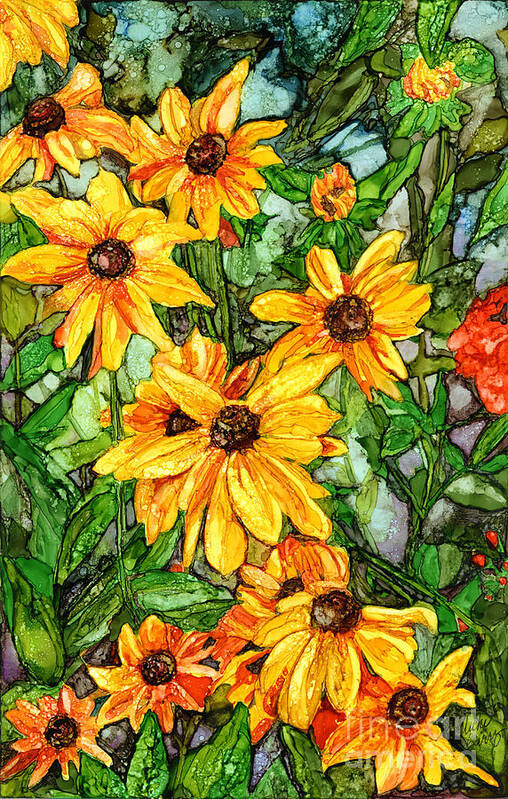 Black Eyed Susans Poster featuring the painting Black Eyed Susans by Vicki Baun Barry