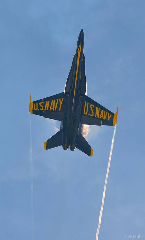 Blue Angels Poster featuring the photograph Blue Angels Ghost Appears over Pensacola Beach by Jeff at JSJ Photography