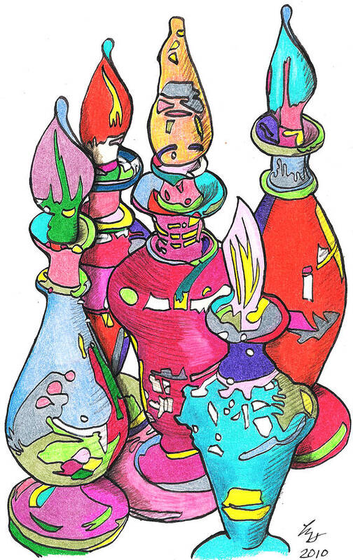 Bottles Poster featuring the drawing Bottle2010 by Loretta Nash