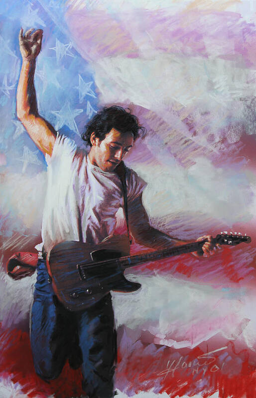 Singer Poster featuring the mixed media Bruce Springsteen The Boss by Viola El