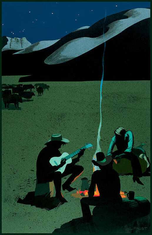 Campfire Pictures Poster featuring the mixed media Campfire by Clifford Faust