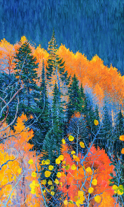 Colorado Aspen Poster featuring the painting Colorado Trees at Fall by Judith Barath