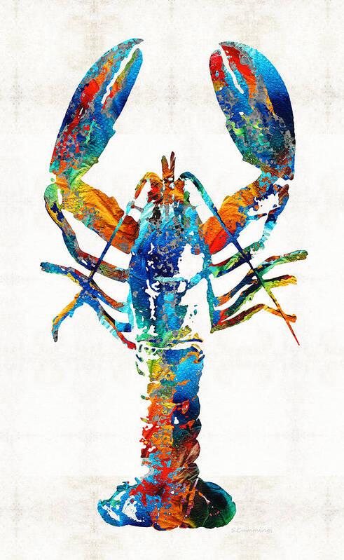 Lobster Poster featuring the painting Colorful Lobster Art by Sharon Cummings by Sharon Cummings