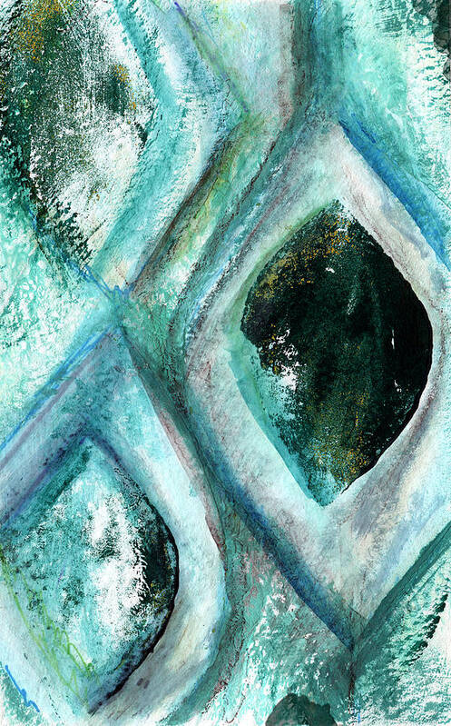 Contemporary Abstract Painting Poster featuring the painting Contemporary Abstract- Teal Drops by Linda Woods